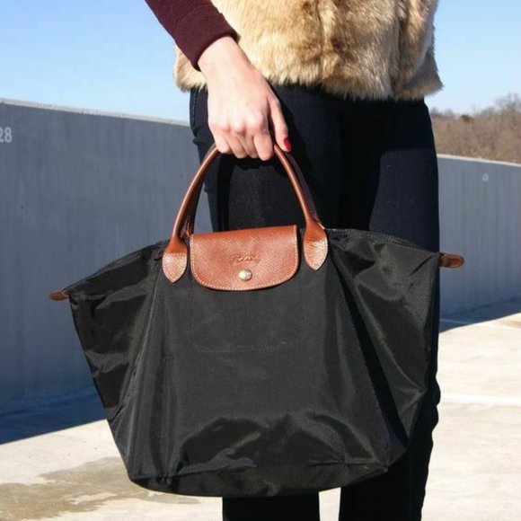 ❤️ NWT LONGCHAMP Le Pliage Type M Medium Short Handle Tote Gunmetal Gray AUTHNTC - Picture 5 of 16